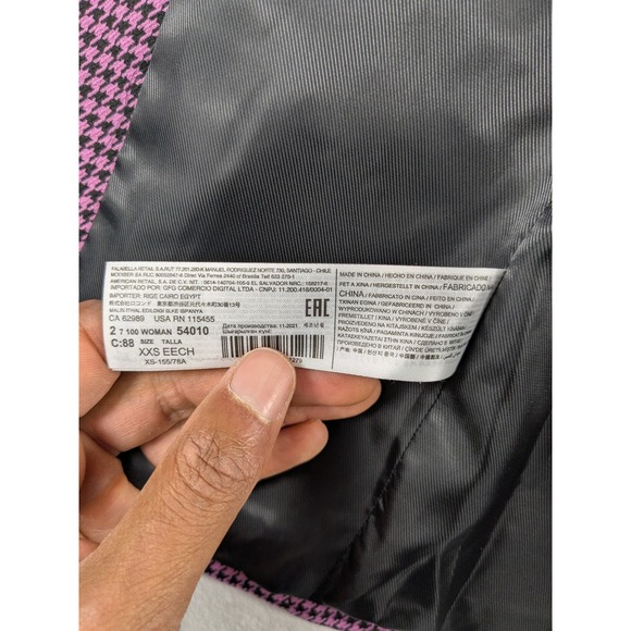 NWT‎ Mango MNG Houndstooth Blazer Womens XXS Purple Black Americana Carlota Coat - Picture 15 of 16